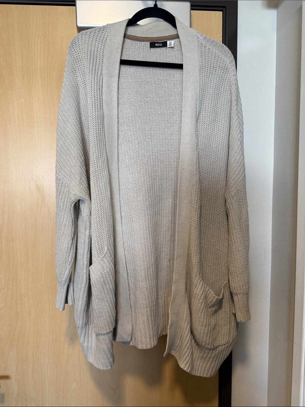 BDG Oversized Open-Front Knit Cardigan - Light Beige